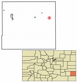 Location of Holly in Prowers County, Colorado.