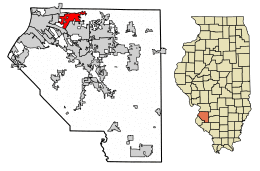 Location of Caseyville in St. Clair County, Illinois.