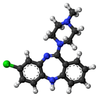 Stick-and-ball model of the clozapine molecule