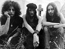 Atomic Rooster in 1970 (left to right: John Du Cann, Vincent Crane, Paul Hammond)