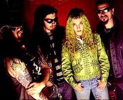 White Zombie circa 1995. Left to right: Rob Zombie, Jay Yuenger, Sean Yseult, and John Tempesta.