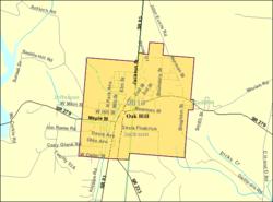 Detailed map of Oak Hill