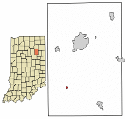 Location of Mount Etna in Huntington County, Indiana.