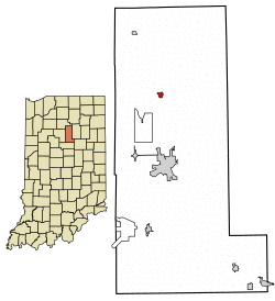 Location of Denver in Miami County, Indiana.