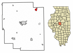 Location of Atlanta in Logan County, Illinois.