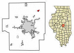 Location of Argenta in Macon County, Illinois.