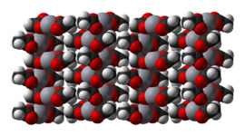 Space-filling model of part of the crystal structure of mercury(II) acetate
