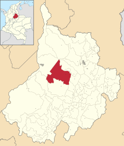 Location of the municipality and town of San Vicente de Chucurí in the Santander Department of Colombia.