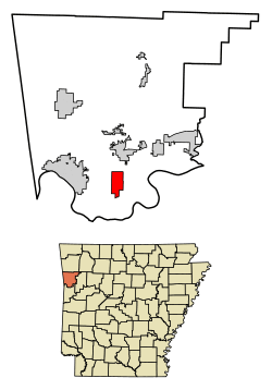 Location of Kibler in Crawford County, Arkansas.