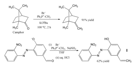 Two examples of the Wittig reaction using methylenetriphenylphosphorane