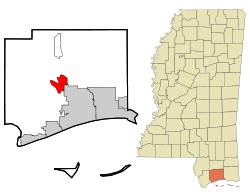 Location of Lyman, Mississippi