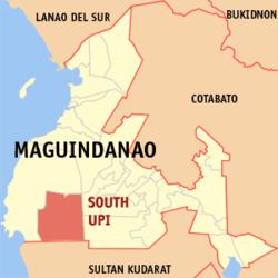 Map of Maguindanao with South Upi highlighted