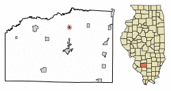 Location of New Minden in Washington County, Illinois.