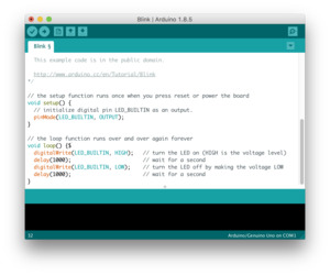 Screenshot of Arduino IDE showing Blink program