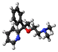 Ball-and-stick model of the doxylamine molecule
