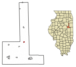 Location of Roberts in Ford County, Illinois.