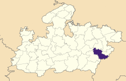 Location of Dindori district in Madhya Pradesh