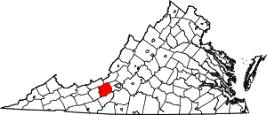 Map of Virginia highlighting Montgomery County