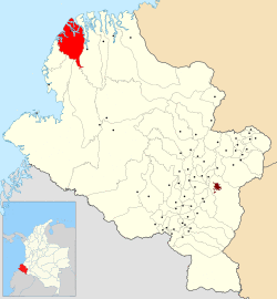 Location of the municipality and town of Mosquera, Nariño in the Nariño Department of Colombia.
