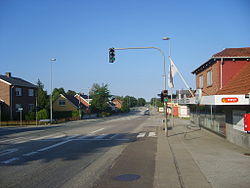 Hasselager. The main road of Hovedvejen.