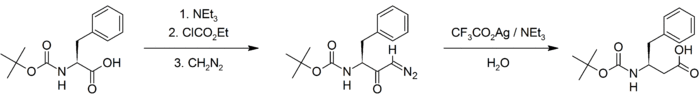 Homologation of N-boc-phenylalanine