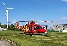 Penzance - air ambulance at St Clare (May 2020) cropped.jpg