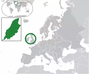Location of the Isle of Man in Europe