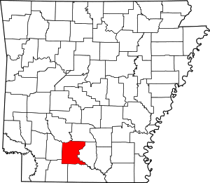 Map of Arkansas highlighting Ouachita County