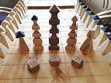 Sáhkku pieces and board, Unjárga Nesseby 2018.jpg