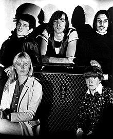 The Velvet Underground in 1966. Clockwise from top left: Lou Reed, Sterling Morrison, John Cale, Maureen Tucker, Nico.