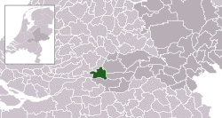 Highlighted position of Lingewaal in a municipal map of Gelderland