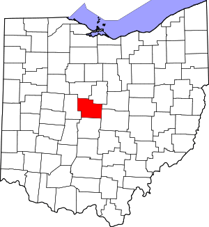 Map of Ohio highlighting Delaware County