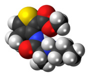 Space-filling model of the articaine molecule
