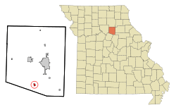 Location of Higbee shown in Missouri
