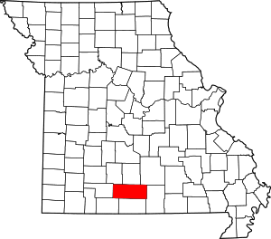 Map of Missouri highlighting Douglas County