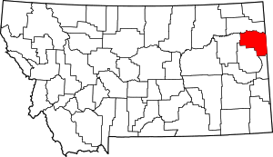Map of Montana highlighting Richland County