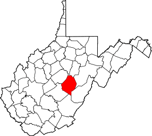 Map of West Virginia highlighting Webster County