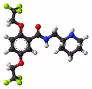 Ball-and-stick model of the flecainide molecule