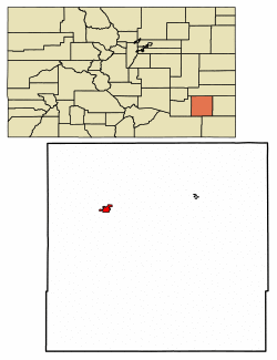 Location of the City of Las Animas in Bent County, Colorado.