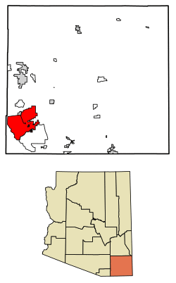 Location of Sierra Vista in Cochise County, Arizona