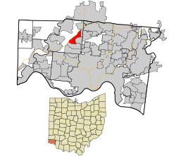 Location in Hamilton County and the state of Ohio