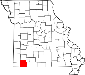 Map of Missouri highlighting Barry County