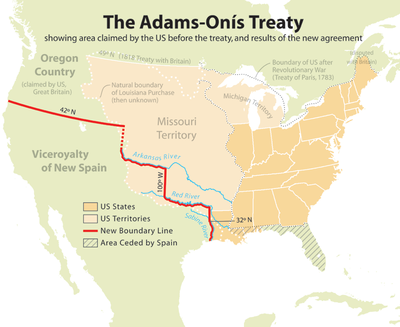 22 Feb - Adams-Onis Treaty:  Spain sells Florida to the US Adams_onis_map