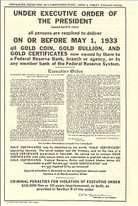 5th April - US President Franklin D. Roosevelt forbids hoarding of Gold Executive_Order_6102