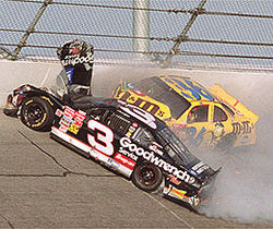 18 Feb - Race Car Driver Dale Earnhardt dies in Daytona 500 crash 2001DaleSrCrash