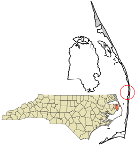 Location in Dare County and the state of North Carolina.