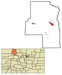 Location of the City of Steamboat Springs in Routt County, Colorado.