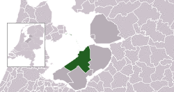 Highlighted position of Lelystad in a municipal map of Flevoland