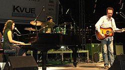 The Little Willies performing at SXSW in 2006. From left to right: Norah Jones, Dan Rieser, and Richard Julian.