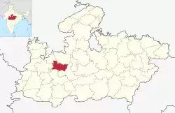 Location of Shajapur district in Madhya Pradesh